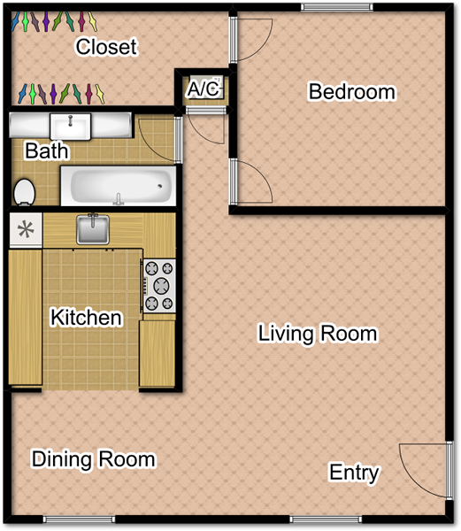 One Bedroom Floor Plan